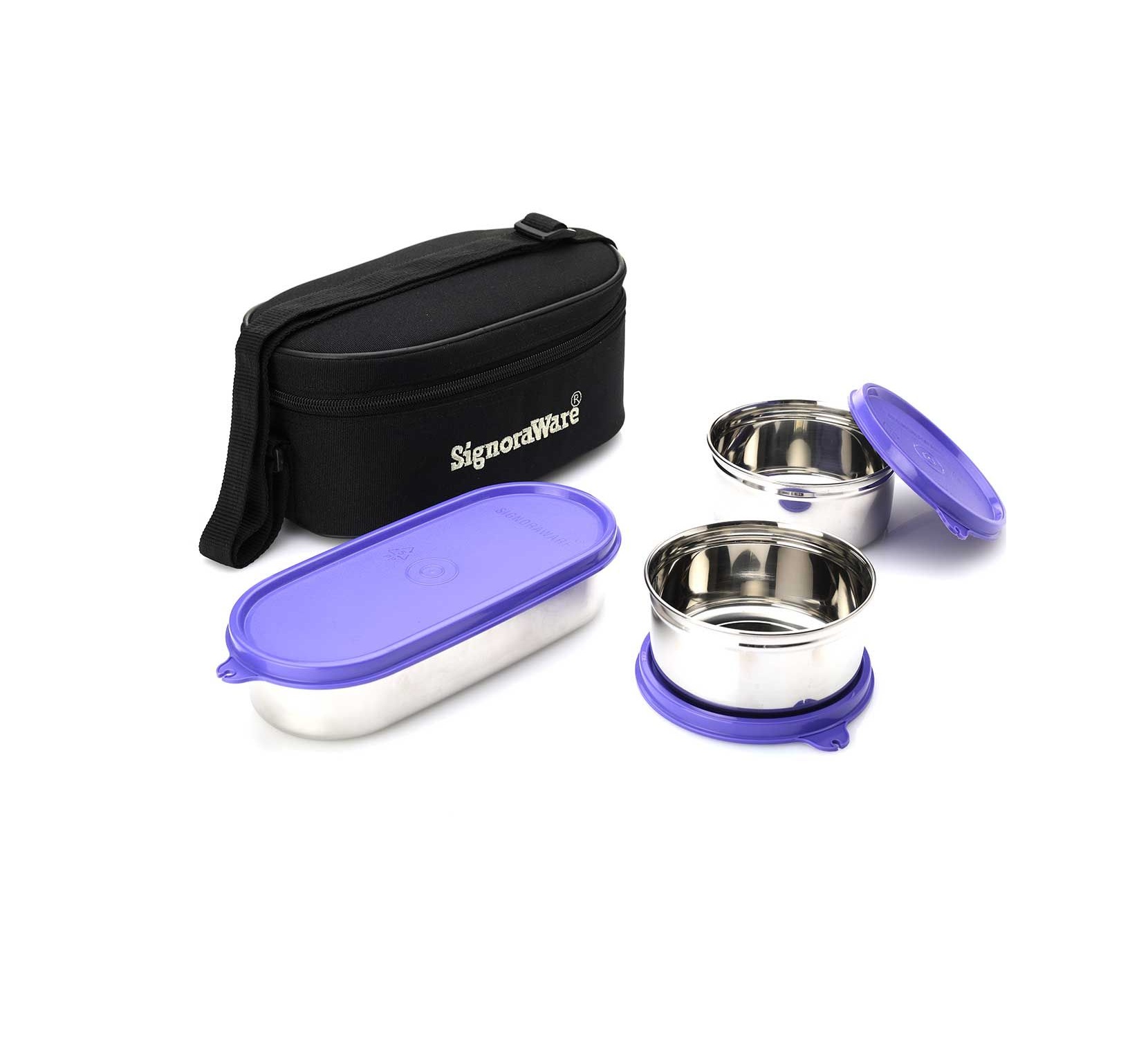 Double Decker Special Steel Lunch Box with Black Bag