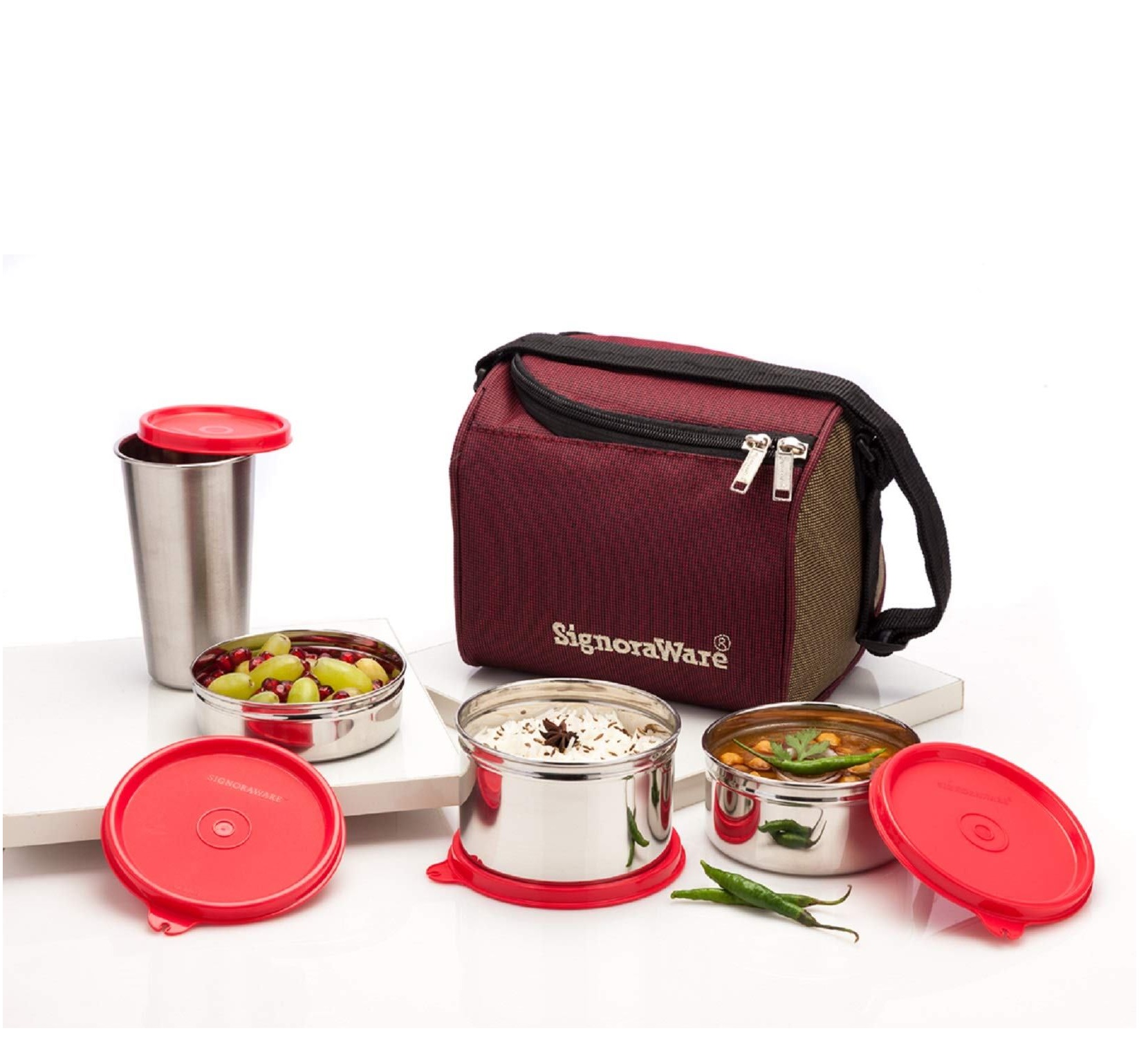Signoraware Best Steel Lunch Box 4 Containers