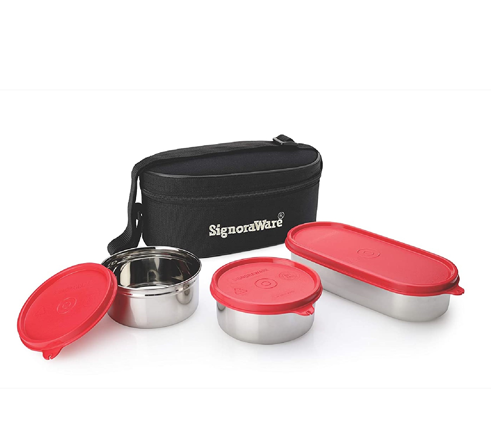 Double Decker Special Steel Lunch Box with Black Bag