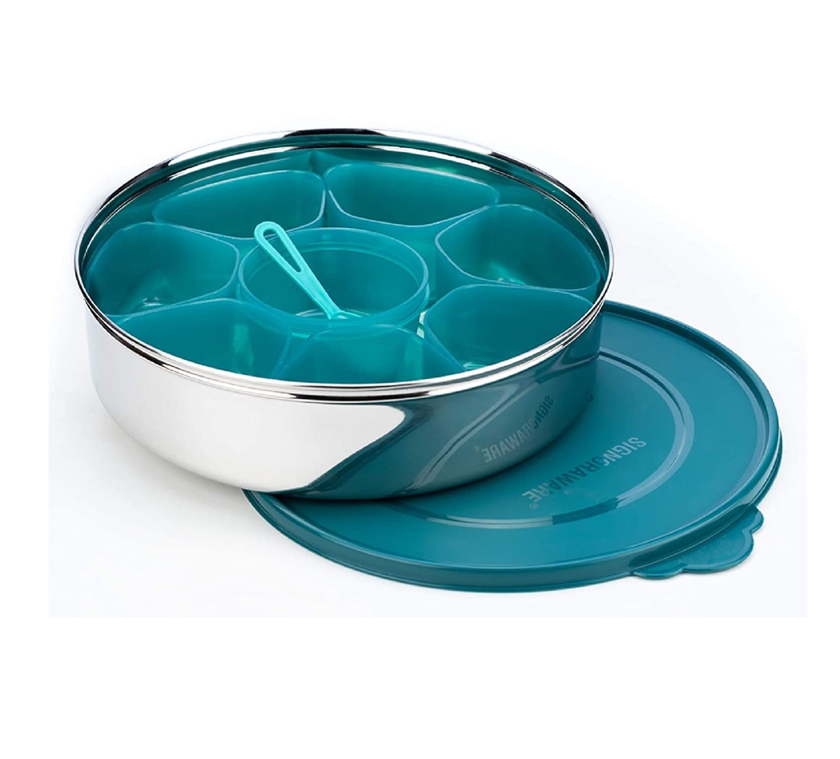 Signoraware Spice Magic masala Stainless Steel Box, Frost Green