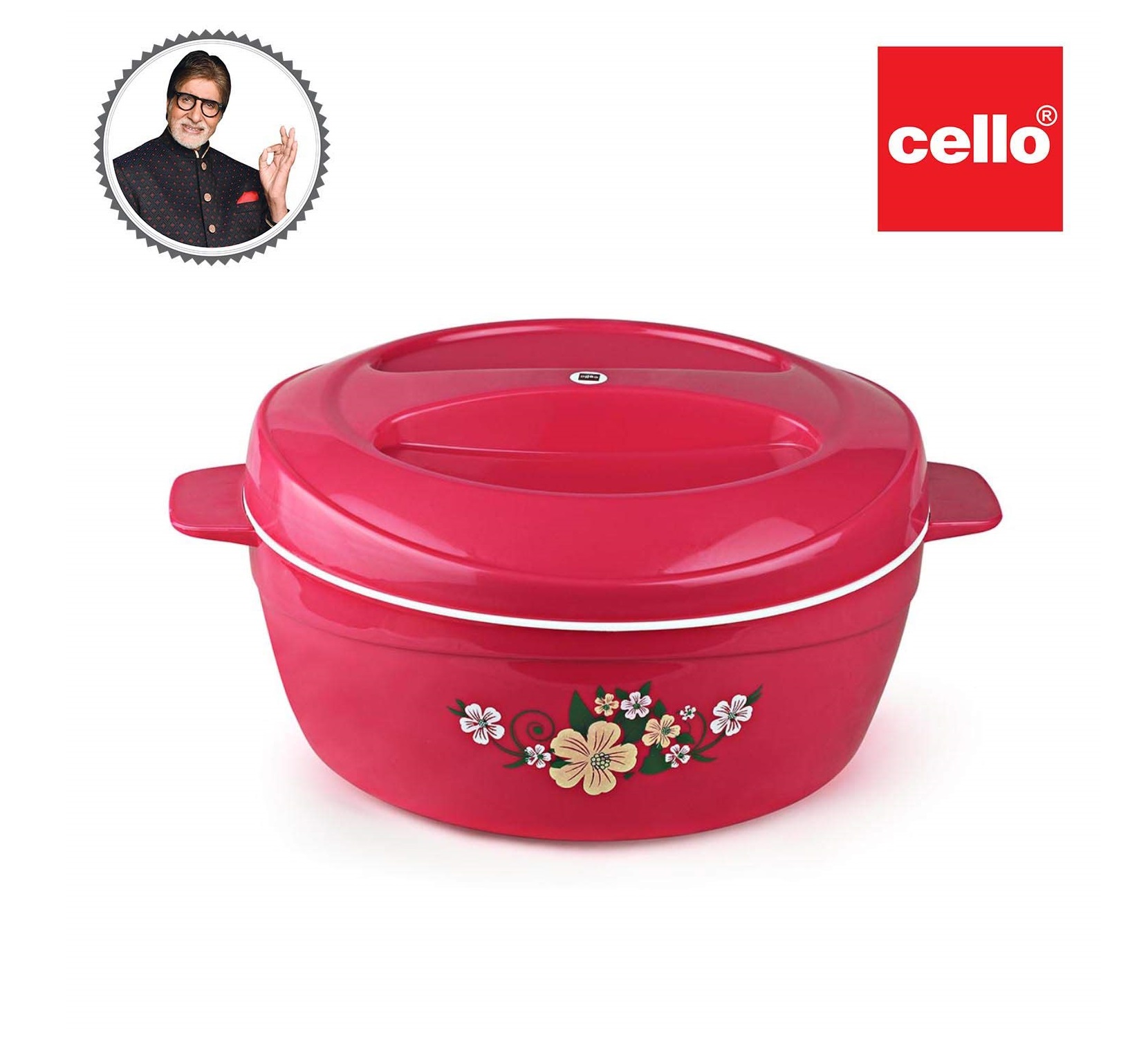 Cello Roti Plus Plastic Solid Casserole (1.5 L, Cherri Red)