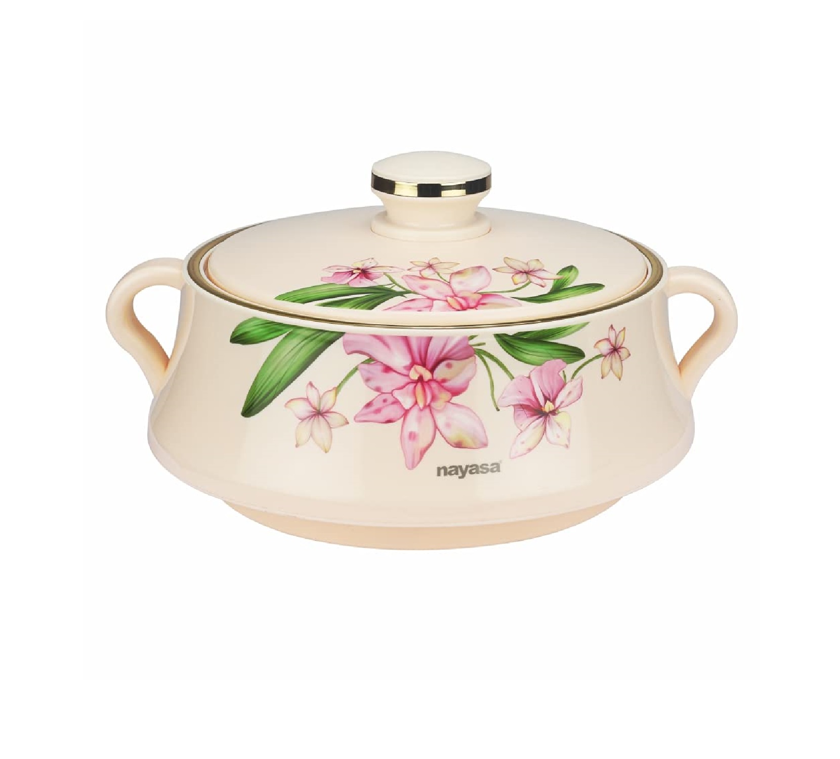 Nayasa Lorenzo Insulated Floral Casserole (Ivory, 1.5L)